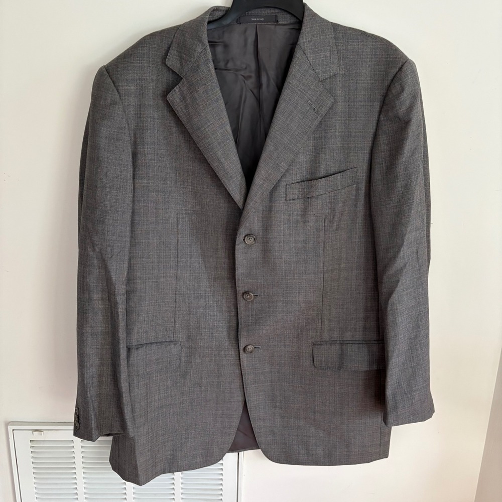 Ermenegildo Zegna Trofeo Blazer Men Gray 54R/44R Wool 3-Button Made in Italy